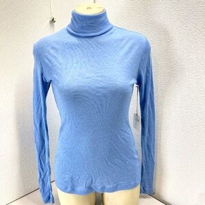 Grei XS Base Layer Wool Blend Turtleneck Ultra Fine Knit Shirt Light Blue NWT
